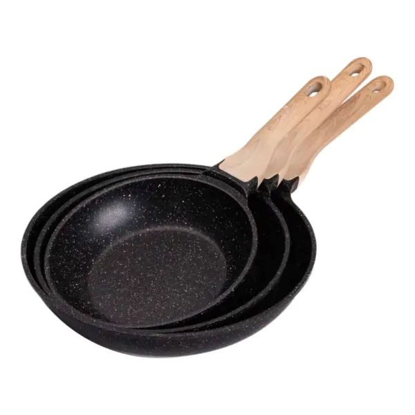 Набір з 3 алюмінієвих сковорідок з товстим дном MGC Чорний HP-4-410B