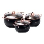 Набір каструль із нержавіючої сталі 2,6 л - 3,6 л - 6,1 л зі скляними кришками HP33525B