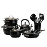 Набір посуду для приготування з нержавіючої сталі 12 предметів, чорний HP33548