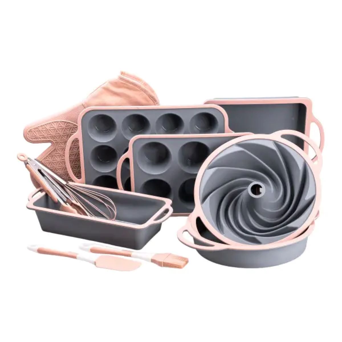 1-65 Силіконовий набір форм для випічки з антипригарним покриттям з кухонним приладдям та прихваткою 11 шт HP34542 - Зображення 1