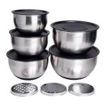 Набір мисок з нержавіючої сталі 5 штук з кришками і терками салатники з нержавійки 5/4/ 2.5/2/1.5 л LG-01/5PCS