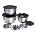 Набір мисок з нержавіючої сталі з кришками і терками салатники з нержавійки 3 штуки 2.5 л/2 л/1.5 л LG-02/3PCS