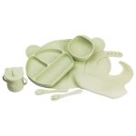 Дитячий набір силіконового посуду 7 предметів Зелений HP34546G