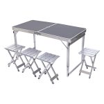 Розкладний стіл + 4 стільці кемпінговий набір для пікніка, риболовлі, відпочинку, туризму Чорний JY-12061B