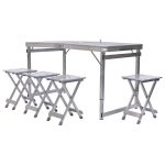 Розкладний стіл + 4 стільці кемпінговий набір для пікніка, риболовлі, відпочинку, туризму Сірий JY-12061G - Зображення 3