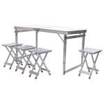 Розкладний стіл + 4 стільці кемпінговий набір для пікніка, риболовлі, відпочинку, туризму Білий JY-12061W - Зображення 11