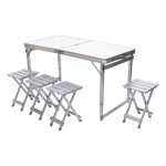 Розкладний стіл + 4 стільці кемпінговий набір для пікніка, риболовлі, відпочинку, туризму Білий JY-12061W