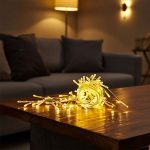 Новорічна гірлянда штора 1,5х1,5 м 64 LED кімнатна гірлянда білий провід Жовте світло ZWM1564LEDY - Зображення 2