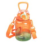 Пляшка для води багаторазова 700 мл пляшечка з трубочкою для спорту та школи 16.5 см Помаранчева HP-14-32O