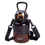 Пляшка для води багаторазова 700 мл пляшечка з трубочкою для спорту та школи 16.5 см Синя HP-14-32B