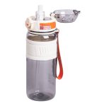 Пляшка для води з трубочкою та ремінцем 750 мл спортивная пляшка 23.5 см Біла HP-14-34W - Зображення 2