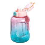 Пляшка для води спортивна 1.6 л пластикова з трубочкою з ремінцем 22 см Рожева HP-14-35P