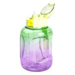 Пляшка для води спортивна 1.6 л пластикова з трубочкою з ремінцем 22 см Зелена HP-14-35GR - Зображення 3