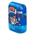 Пляшка для води дитяча з трубочкою та ремінцем 560 мл пляшечка для пиття в школу 15 см Синя HP-14-36BL - Зображення 4