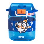 Пляшка для води дитяча з трубочкою та ремінцем 560 мл пляшечка для пиття в школу 15 см Синя HP-14-36BL - Зображення 2