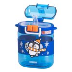 Пляшка для води дитяча з трубочкою та ремінцем 560 мл пляшечка для пиття в школу 15 см Синя HP-14-36BL - Зображення 5