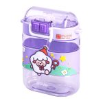 Пляшка для води дитяча з трубочкою та ремінцем 560 мл пляшечка для пиття в школу 15 см Фіолетова HP-14-36V - Зображення 4