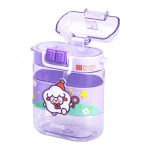 Пляшка для води дитяча з трубочкою та ремінцем 560 мл пляшечка для пиття в школу 15 см Фіолетова HP-14-36V - Зображення 5