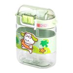 Пляшка для води дитяча з трубочкою та ремінцем 560 мл пляшечка для пиття в школу 15 см Зелена HP-14-36GR - Зображення 4