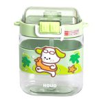 Пляшка для води дитяча з трубочкою та ремінцем 560 мл пляшечка для пиття в школу 15 см Зелена HP-14-36GR - Зображення 2