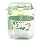 Пляшка для води дитяча з трубочкою та ремінцем 560 мл пляшечка для пиття в школу 15 см Зелена HP-14-36GR - Зображення 3