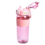 Пляшка для води 600 мл пляшка в школу для тренувань із трубочкою та ручкою 22 см Рожева HP-14-42P - Зображення 3