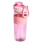 Пляшка для води 600 мл пляшка в школу для тренувань із трубочкою та ручкою 22 см Рожева HP-14-42P - Зображення 2