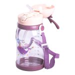 Пляшка для води дитяча 550 мл на ремінці пляшечка з трубочкою для спорту та школи Рожева HP-14-44P - Зображення 2