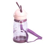 Пляшка для води дитяча 550 мл на ремінці пляшечка з трубочкою для спорту та школи Рожева HP-14-44P - Зображення 3