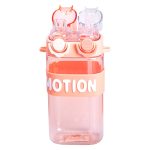 Пляшка для води з трубочкою 550 мл спортивна пластикова пляшка для тренувань Рожева HP-14-49P - Зображення 3