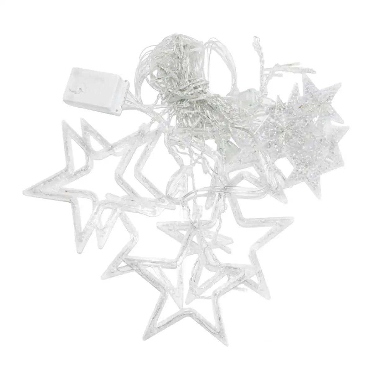 1733053ML-1-1 Гірлянда штора 3х0,7 м Зірки на 108 LED лампочок світлодіодна 6 великих та 6 маленьких зірок 9В 8 режимів Білий 1733055W - Зображення 1