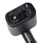 Автомобільний зарядний пристрій LED-проекція, зі швидкою зарядкою і висувними кабелями Apple Lightning/USB-С HP-B1