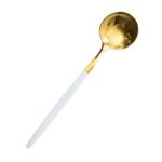 Набір чайних ложок 6 штук ложка чайна з нержавіючої сталі 12.9 см Білий із золотом HP-20-10 - Зображення 2