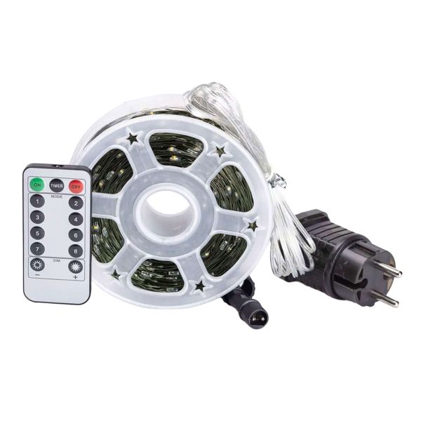 Гірлянда роса на пульті 200 метрів на 2000 led світлодіодів крапля на зеленому дроті біла 2000L200MGW