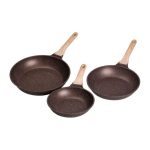 Набір сковорідок із 3 предметів із товстим дном з алюмінію MGC кавовий HP-4-410CO - Зображення 3