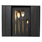 Набір столових приборів золото на 6 персон 24 предмети ложки, виделки, ножі Золото HP-20-15 - Зображення 2