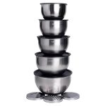 Набір мисок з нержавіючої сталі 5 штук з кришками і терками салатники з нержавійки 5/4/ 2.5/2/1.5 л LG-01/5PCS - Зображення 3