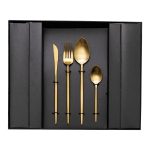 Набір столових приборів 24 предмети столовий набір на 6 персон Золотистий HP-20-17 - Зображення 3