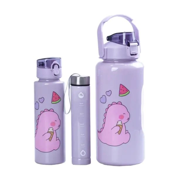 Набір багаторазових пляшок 3 в 1 Дракоша 0.3л 0.7л 2л Фіолетовий HPZSB120013V