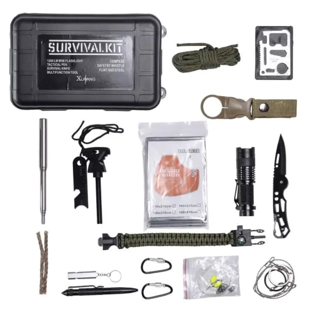 328329 Туристичний набір для виживання в пластиковому чохлі 18х11х5 см похідний набір інструментів для кемпінгу Lugi HP-D-1 - Зображення 1