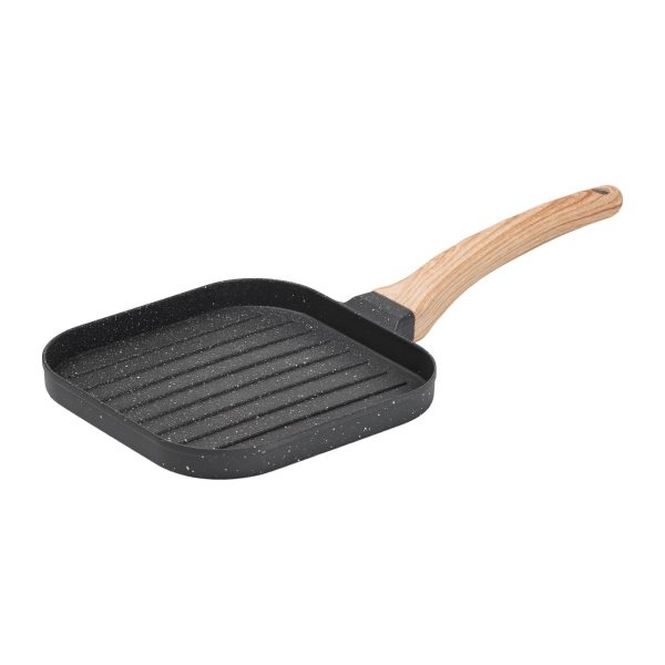Квадратна гриль-сковорода 18,3*18,1*2 см з рифленим гранітним покриттям сіра HP39568C