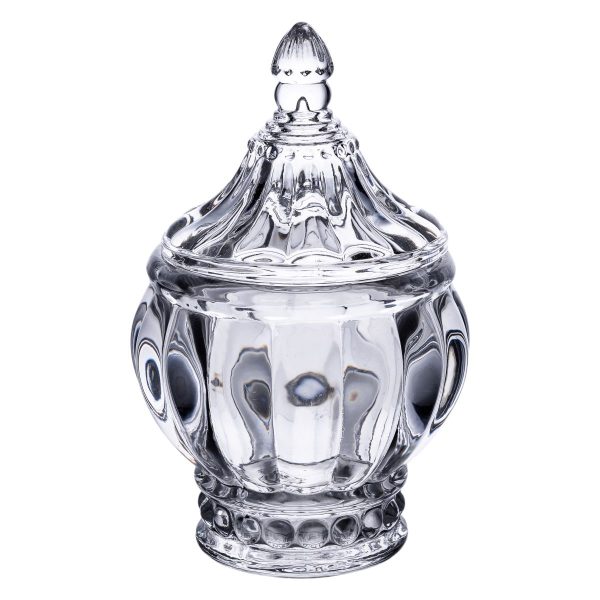 Цукорниця з кришкою 16 см ваза цукорниця кругла скляна HP-4-107