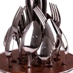 Набір столових приборів на 6 персон 24 шт з підставкою 29 х 19.5 см срібло HP7881S - Зображення 3