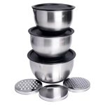 Набір мисок з нержавіючої сталі з кришками і терками салатники з нержавійки 3 штуки 2.5 л/2 л/1.5 л LG-02/3PCS - Зображення 4