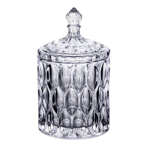 Скляна цукорниця з кришкою Ø 7.5 см, кругла ваза HP-4-102