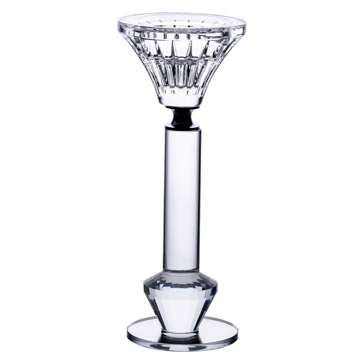 410S_2 Підсвічник скляний на ніжці 6×17.3 см прозорий декоративний підсвічник на стіл HP-4-10S - Зображення 1