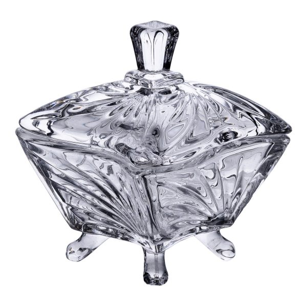 Цукорниця з кришкою 7.5×7.5×9 см ваза цукорниця скляна HP-4-117