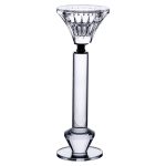 Підсвічник скляний на ніжці  6×19.5 см прозорий декоративний підсвічник на стіл HP-4-11M