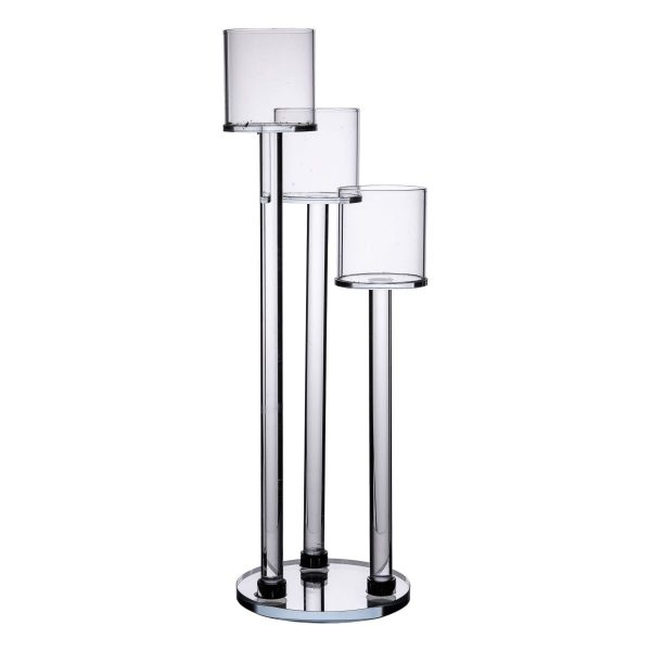 Підсвічник скляний на 3 свічки 37.5 см підсвічник декоративний прозорий на ніжці HP-4-13