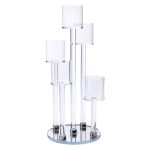 Підсвічник скляний на 5 свічок 16×38 см підсвічник декоративний прозорий на ніжці HP-4-14 - Зображення 3